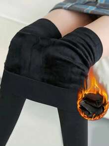 女士保暖加厚踩脚裤，秋冬季保暖加厚打底裤，1件装 - 黑色 - 查看 2