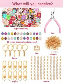 126/201件套时尚粉色钥匙扣吊坠组合，手工DIY金属挂饰，ins风钥匙扣配件套装，多种尺寸可选 - 鑰匙圈圈套件 - 查看 20