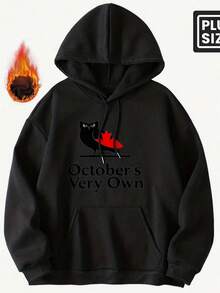 Men'S October'S Very Own OVO Canadian Hoodie - Maroon Casual Pullover With Bold Letter Print, Long Sleeve, Loose Fit, 100% Polyester, Perfect For Fall And Spring, Oversized Hoodie - 款式19 - 查看 1