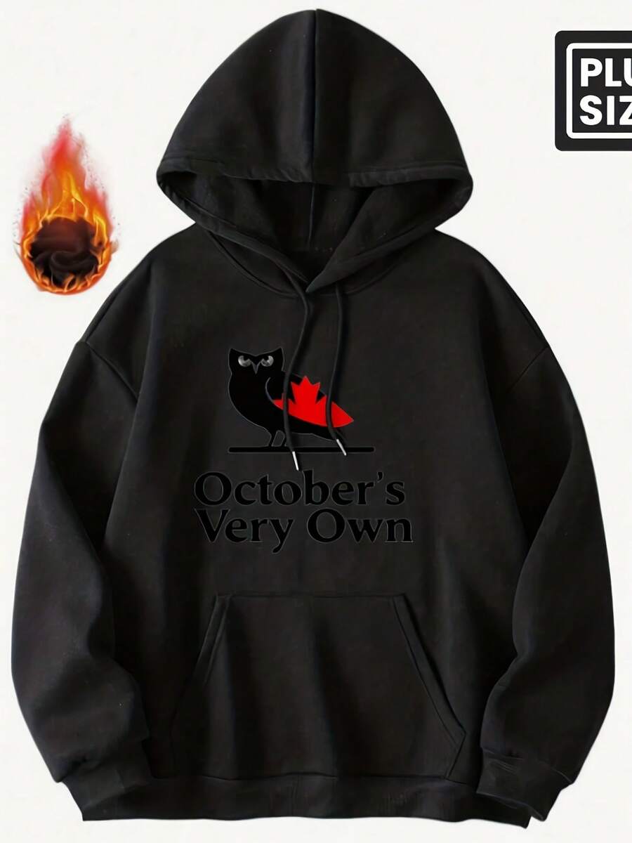 Men'S October'S Very Own OVO Canadian Hoodie - Maroon Casual Pullover With Bold Letter Print, Long Sleeve, Loose Fit, 100% Polyester, Perfect For Fall And Spring, Oversized Hoodie - 款式19 - 查看 1