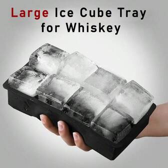 冰格，硅胶冰格模具，带盖，黑色，4格、6格和8格可选，可重复使用，威士忌冰格模具，DIY，冰箱