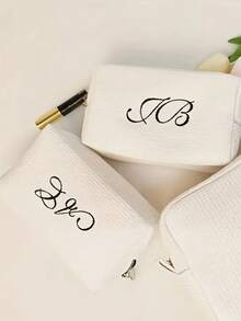 1 Stück personalisierte bestickte Namenstaschen, Monogramm-Tasche, Kosmetiktasche, Make-up-Tasche, Hautpflege-Tasche, Kulturbeutel, Aufbewahrungstasche, Reiseessentiell, Kreuzfahrt-Essentiell, Wohnheim-Essentiell, Brautjungferngeschenk, Muttertagsgeschenk, Geburtstagsgeschenk, Heimdekoration, Badezimmer, Wohnzimmer, Nachttisch-Organizer, Kosmetiktasche, Reise, Make-up-Tasche, Tasche, Make-up-Tasche, Reiseessentiell - Verschiedenfarbig - Übersicht 2