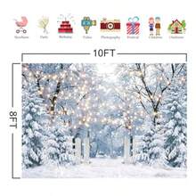 Telón de fondo de fotografía de escena de bosque de invierno azul de 10 x 8 pies diseño de copo de nieve para Navidad Navidad Navidad Navidad Navidad día festivo fiestas suministros - Azul - Ver 6