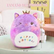 Juguete de Peluche de Unicornio de Cumpleaños,25 cm Almohada de Gato Kawaii,Almohada de Felpa Suave,Juguetes Regalo para Novia y Niños(Cumpleaños Unicornio) - El pastel - Ver 3