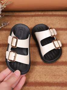 时尚休闲新款儿童凉鞋，学生夏季沙滩鞋，幼儿防滑软底鞋 - 米色 - 查看 1