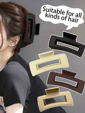 1/2 Piezas Set, Pinzas de Pelo Cuadradas Grandes Clásicas, Adornos de Pelo Simples y Casuales para Recogidos en la Parte Posterior de la Cabeza.