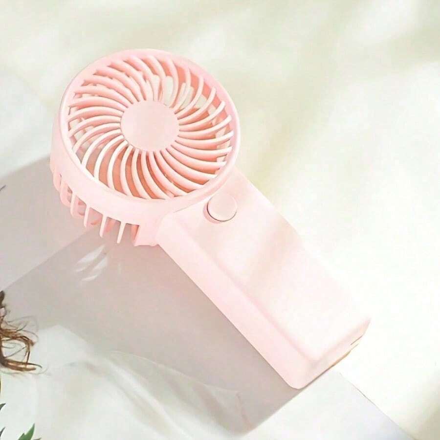 1pc Mini Handheld Fan - Portable Lightweight Battery-Powered Cooling Fan With High-Speed Quiet Operation, 4 Colors (Teal Blue, Pink, White, Mint Green) For Summer Outdoor, Indoor & Patio Use, Cooling Fan Portable, Sleek Handle Design - 粉色 - 查看 1