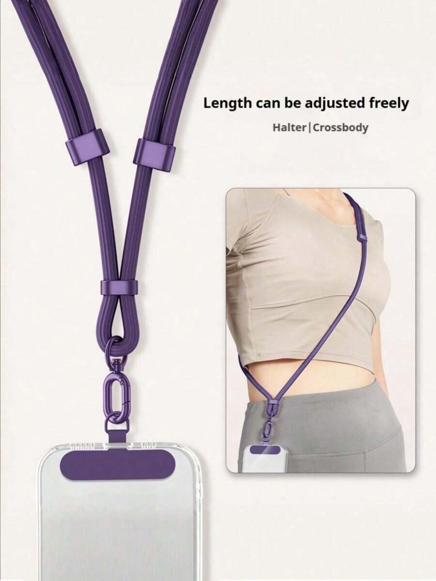 Adjustable Anti-Theft Phone Lanyard, Crossbody Strap, Halter, New Polyester Woven Rope, Anti-Lost Anti-Drop, Sturdy Round Ring Pendant Strap, Suitable For Outdoor Sports, Running, Carrying Baby - 多色短款 - 查看 1