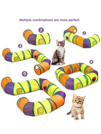 Túnel para gato DIY, túnel para gato en forma de L plegable, tubo de gateo para juguete de gato, fácil de transportar y ensamblar, combinable libremente