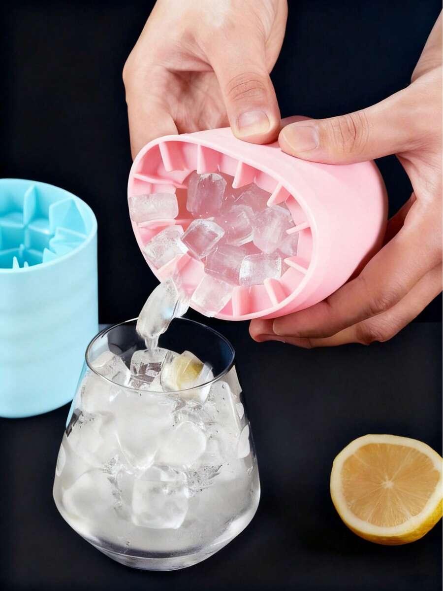 Forma de silicone para cubos de sorvete com tampa (1 unidade), formato cilíndrico para fazer 60 cubos, fácil de desenformar com sistema de aperto, forma empilhável para mini cubos de sorvete.