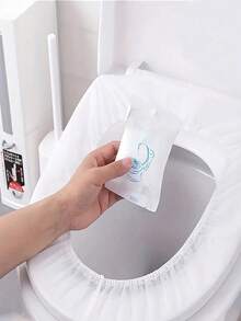 1-50pcs Disposable Transparent Durable Plastic Toilet Seat Covers, Easy To Clean, Suitable For Waterproof Travel Toilet Liners With Inner Lining, Economical Household Items - White - View 8