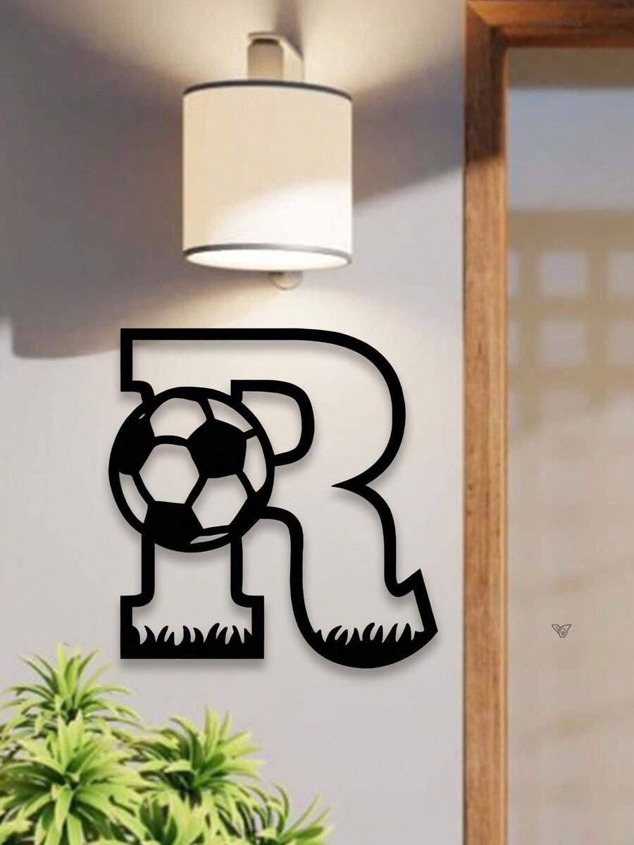 1 pieza Decoración de pared para exteriores, Logotipo inicial, Letra entrelazada de fútbol de metal, Decoración de arte de pared, Decoración de pared de metal clásica de fútbol, Material resistente, Calidad superior, Diseñado con un tema de fútbol, Adecuado para el hogar, la oficina, el dormitorio, la sala de estar, el jardín y otras escenas, Un regalo ideal para los fanáticos del deporte, Una decoración de logotipo de metal personalizada artística y moderna, Una excelente opción para regalos de inauguración de la casa, cumpleaños y días festivos, decoración de habitaciones, decoración de dormitorios, hogar - Multicolor - Ver 1