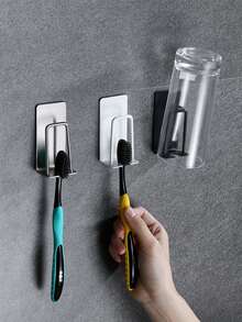 1个不锈钢免钻孔牙刷架和漱口杯收纳架 - 彩色 - 查看 5