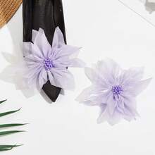 New Water-Gloss Organza Flower Detachable Shoe Buckle 1 Pair Slouchy Shoe Decor Accessory Suitable For High Heels/Flats/Loafers Wedding Party Essential - Purple - View 7
