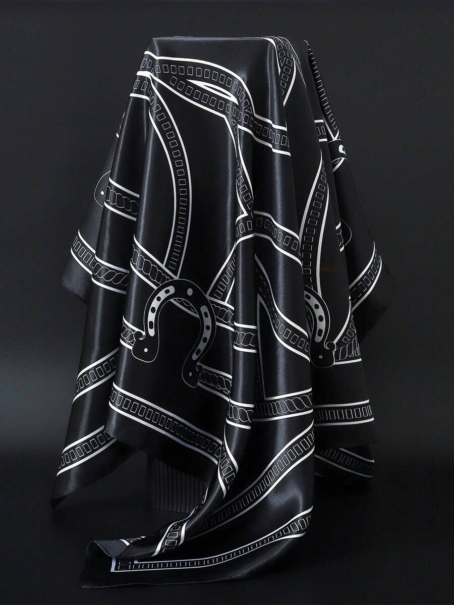 1pc 35.4inch New Luxury Scarf Shawl 90*90 All Season Square Scarf For Women, Fashion Printed Neck Wrap Headscarf - Multicolor - View 1