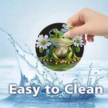 2 piezas Posavasos con diseño de rana en forma de corazón, posavasos decorativos redondos de 2.75 pulgadas para portavasos de coche, posavasos para bebidas para el hogar y el automóvil, accesorios interiores de coche unisex para bebidas - Unitalla - Ver 7