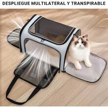 ASBolsa de Transporte para Mascotas Transportador Portatil y Plegable para Carros y Cachorros con Tirantes de Hombro y Colchon Suave Mochila Transpirable para Viajes Campamentos y Automoviles - MorandiBlue - Ver 4