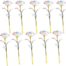 5pcs/10pcs Girl Birthday Gift Living Room Decoration Valentine's Day Proposal Decoration Artificial Flower Crystal Luminous Rose, Party Decor, Romantic Proposal, Decorative Accents, Festive Arrangement, Glowing Roses, Highquality Artificial, Wedding Decor, Wedding Decorations - Multicolor - View 13