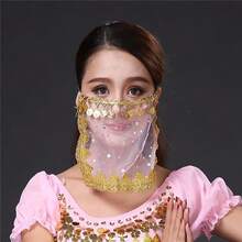 1件女士面纱刺绣蕾丝带珠流苏面帘 - 彩色 - 查看 15