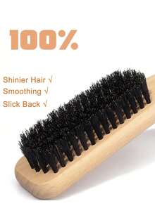 1 Peça Pente Liso de Cerdas de Javali Unissex, Escova de Barba, Ajuda a Criar Rabo de Cavalo Liso, Domar Cabelos Rebeldes, Controlar a Linha do Cabelo, Pente Desembaraçador - Com Cauda Larga e Afilada para Fácil Separação, Penteado, Polimento e Alisamento do Cabelo, Adequado para Homens e Mulheres, Recomendado como Presente de Natal - Multicolorido - Visão 7