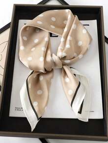 1pc Women's Luxurious Elegant Fashion Color Block Printed Silk Bandana Scarf, 70*70cm, Suitable For Daily Wear, Best Choice For Gift - Màu be - Xem 4