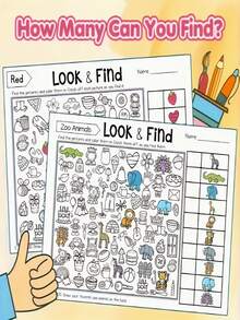 1000+ Animal, Vegetable, Vehicle, Musical Instrument, Letter & Number Coloring Book With Look & Find Activity - Interactive Educational Coloring Pages For Early Learning, Focus Training & Fine Motor Skills Development - Christmas Gift For Parents - Multicolor - View 3