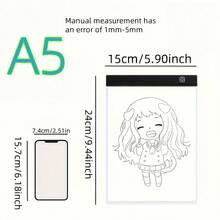1个A3/A4/A5尺寸钻石画灯箱，超薄高透明描图灯板，便携式USB供电，适用于动画、绘画、素描、书法、家居装饰、桌面装饰、返校季、冬季礼物、感恩节、圣诞节、休闲派对用品，简约时尚，优雅大方，适合婚礼、生日派对等场合。