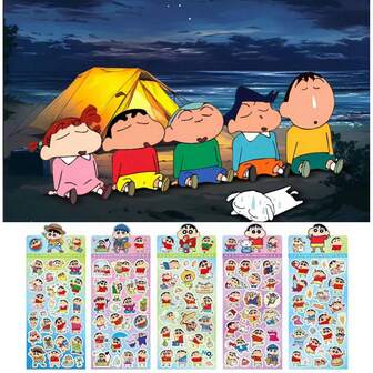 1set/9pcs Hot Japanese Manga Cartoon Anime Accessories Cute Shining Stickers, Nohara Shinnosuke Japanese Manga Cute Decorative Stickers Multiple Colors High Beauty Laser Stickers Envelope Stickers Decorative Stickers Handbooks Decorative Gift Packaging Stickers Luggage Notebook Guitar Decorative Stickers Small Gifts Small Gifts Small Gifts, Giving To Friends And Family,New Year's Gift, Valentine's Day Gift, Easter Gift,Stochastic Style