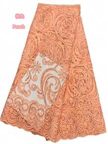 5 Yards/1 Yard High Quality French Mesh Lace Fabric, African Lace Embroidery, Nigerian Sequin Sheer Lace, Suitable For Sewing, Party, Wedding Fabric, Green - Multicolor - View 26