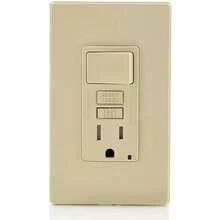 Leviton GFSW1-00W Receptáculo Sencillo Decora GFCI, Tamper Resistant con Interruptor, 15Amp, 125V, color Blanco - Marfil - Ver 3