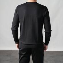 Men's Solid Color Crew Neck Long Sleeve Casual Loose Fit Lightweight Knit Sweater, Autumn/Winter