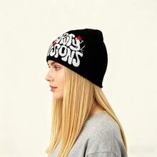 冬季针织帽 字母提花针织帽 秋冬户外骑行保暖帽 百搭嘻哈街头帽 - 彩色 - 查看 4