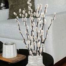 35 根天然干柳枝，适合花瓶插花，天然白色柳枝，雪球柳，适用于室内外装饰、婚礼、家居、派对、酒店、壁炉、花园等场合。 - 白色 - 查看 8