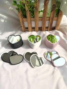 Mini Heart-Shaped Makeup Mirror – Pink Or Black Portable Handheld Vanity Mirror For Bathroom Sink, Dressing Table & Shower Room Use, Cute Pocket Cosmetic Mirror For Daily Grooming, Makeup Touch-Up, Travel & Toiletry Essentials, Bathroom Counter Decor, Desktop Vanity Glass Mirror, Photo Prop, Beauty & Personal Care Accessories, Valentine's Day Gifts, Party Favors