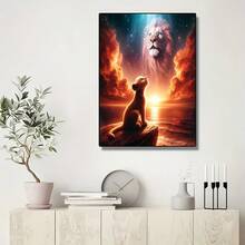 1pc 5D DIY Diamond Painting Kit - Lion And Father Sunset Scene Diamond Painting, Christmas Decorations - Multicolor - View 4