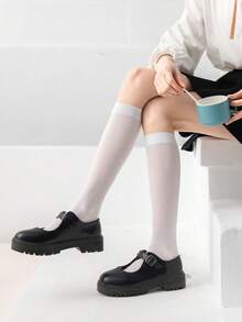 3pairs Solid Socks - White - View 4