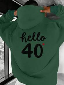 Sudadera con capucha de patrón de corazón para el 40º cumpleaños para hombres - Sudadera casual roja, ajuste holgado con bolsillos, lavable aáquina para uso al aire libre en otoño e invierno, sudadera de tela no elástica - Negro - Ver 4
