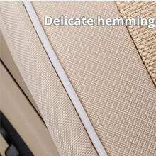 Wygodna, oddychająca poduszka na fotel samochodowy z teksturą lnu, konstrukcja zapewniająca pełne pokrycie, skutecznie chroniąca fotele, tekstura lnu, trwała na każdą porę roku, odpowiednia do większości modeli pojazdów - one-size - Zobacz 6