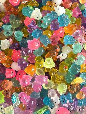 Cute Semi-Transparent Mini Animal Mushroom Shaped Figurine, Garden Statues, Minor Blemishes On Some Eye Areas