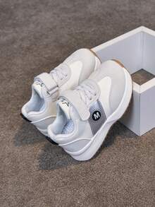 Spring New Kids Sports Shoes, Fashion Boys Casual Shoes, Hook And Loop Student Girls Running Sneakers - Beige - View 7