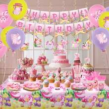 DPink Axolotl Birthday Party Decorations - Axolotl Party Plies Including Banner Plate Cake Topper Cup Napkin Balloon Tablecloth - Serves 20 - 粉色 - 查看 6