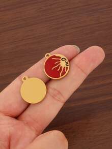 2个18K真空镀金不锈钢彩色珐琅圆形太阳吊坠，太阳光芒四射的太阳脸吊坠，适用于DIY珠宝制作配件，如项链、手链、钥匙扣等。 - 吊墜 - 查看 5