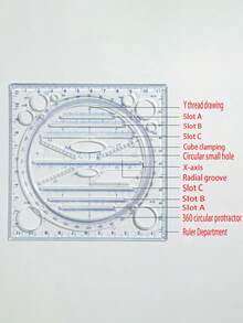 2pcs Multifunctional Student Math Function Graph Ruler Geometry Drawing Template Protractor Tool,Rulers - Clear - View 3