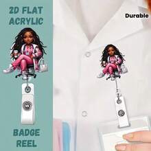 Giá đỡ thẻ ID mở rộng có giá đỡ thẻ ID bằng nhựa vinyl dễ thương cho y tá và sinh viên - Kẹp nhựa ABS, dây đeo màu trắng và thẻ tên nhân viên y tế màu đen, phụ kiện đồng phục, dây đeo bền Hệ thống quà tặng cho y tá - Nhiều màu - Xem 13