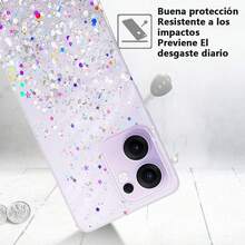 Funda para Reno 12 F para Reno 12 FS Funda,Suave Antiarañazos,Concha de Purpurina Transparente - OPPO Reno 13 Pro 5G - Ver 3