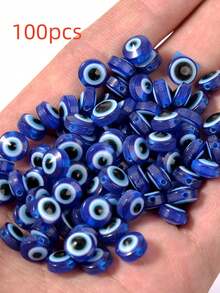 40/100pcs Resin Flat Round Eye Beads, Devil's Eye, Chicken Eye, DIY Jewelry Making Supplies - Navy Blue - View 13