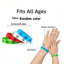 10 sztuk gumowych opasek sportowych o tematyce piłkarskiej, silikonowe opaski na nadgarstek kibica Mistrzostw Świata w piłce nożnej, mały prezent urodzinowy - Wielokolorowe - Zobacz 8