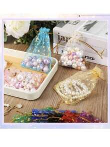 50/100pcs Star & Moon Multicolor Osmanthus Gift Packaging Bags, Suitable For Home Supplies, Holiday Events & Parties, Wedding, Tabletop Centerpiece Gifts, Nylon Bags, Baking Packaging, Jewelry Accessories Packaging, Etc. - Mixed Colors - View 5