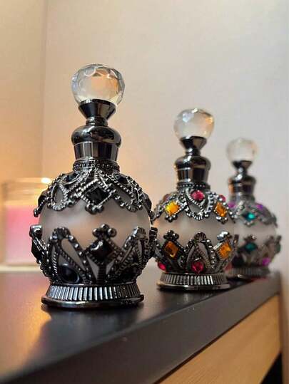 1pc 15ml Refillable Essential Oil Fragrance Bottle, High-End Aromatherapy Vial, Crystal Bottle, Small Capacity Fragrance Bottle, Holiday Travel Oil Decanting Bottle, Travel Aromatherapy Container, With Glass Dropper, Retro Dubai Style Bottle, Eid Al-Fitr Decoration, Gift For Women, Valentine's Day Gift, Travel (Bottle Only, No Fragrance Included)