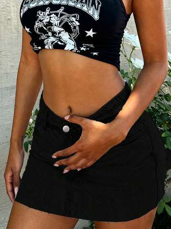 Jupe mini en jean vintage d'été de style décontracté européen et américain